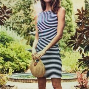 ❤️ NWOT! J. MCLAUGHLIN CATALINA CLOTH SHEATH DRESS, BLUE WHITE STRIPES, MEDIUM